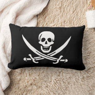 Weiß, Piratenflagge Calico Jack, Skull & Cutlass Lendenkissen