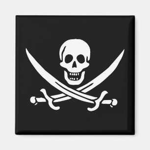 Weiß, Piratenflagge Calico Jack, Skull & Cutlass Magnet