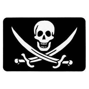 Weiß, Piratenflagge Calico Jack, Skull & Cutlass Magnet