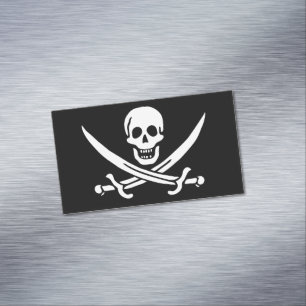 Weiß, Piratenflagge Calico Jack, Skull & Cutlass Magnetische Visitenkarte