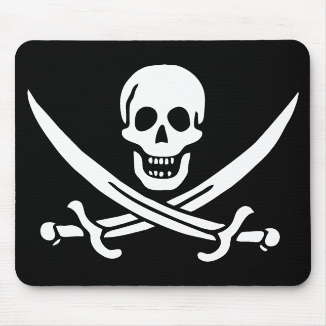 Weiß, Piratenflagge Calico Jack, Skull & Cutlass Mousepad (Vorne)