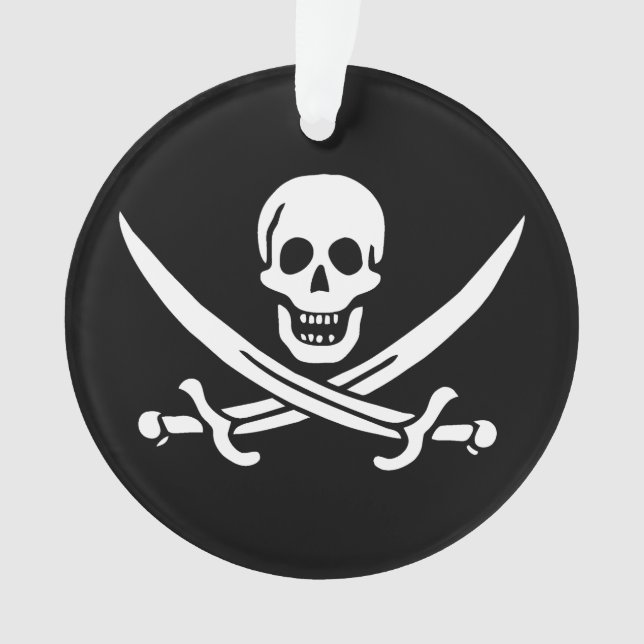 Weiß, Piratenflagge Calico Jack, Skull & Cutlass Ornament (Vorderseite)