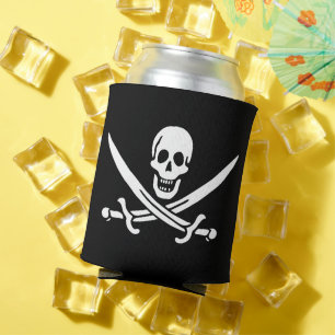 Weiß, Piratenflagge Calico Jack, Totenkopf & Enter Dosenkühler