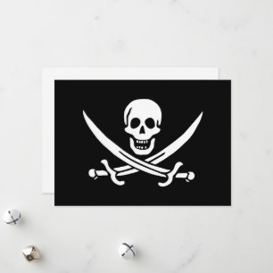 Weiß, Piratenflagge Calico Jack, Totenkopf & Enter Feiertagskarte