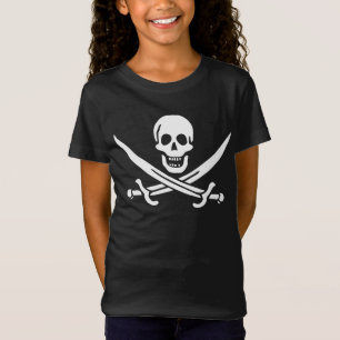 Weiß, Piratenflagge Calico Jack, Totenkopf & Enter T-Shirt