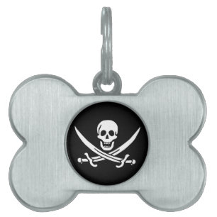 Weiß, Piratenflagge Calico Jack, Totenkopf & Enter Tiermarke