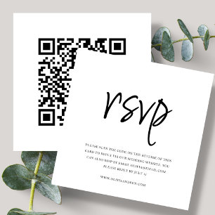 Weiß QR Code Hochzeits-RSVP Begleitkarte