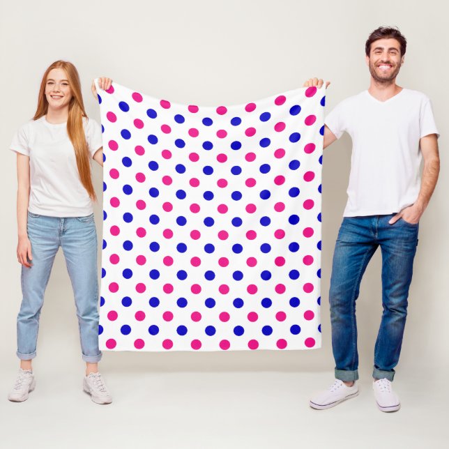 Weiß Rosa Blau Punkte Muster Fleecedecke (Beispiel)