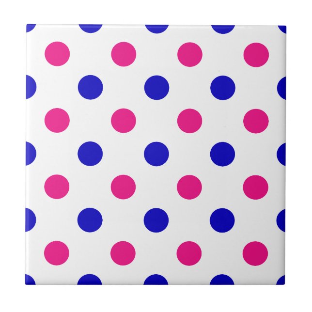 Weiß Rosa Blau Punkte Muster Fliese (Vorderseite)