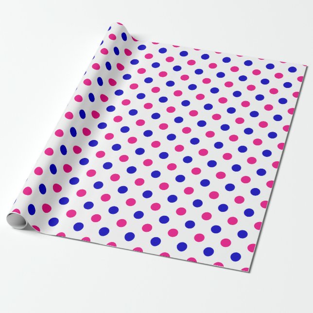 Weiß Rosa Blau Punkte Muster Geschenkpapier (Ungerollt)