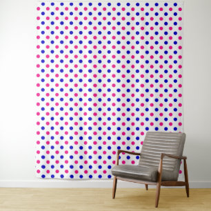 Weiß Rosa Blau Punkte Muster Wandteppich