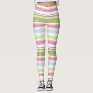 Weiß, rosa, blau und grün gestreift leggings