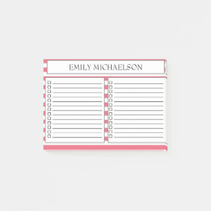 Weiß Rosa gestreifte To-Do-Liste Checkbox Lined Post-it Klebezettel