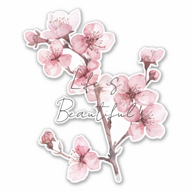 Weiß rosa Kirschblossom Bläserblüte Aufkleber (Vorderseite)