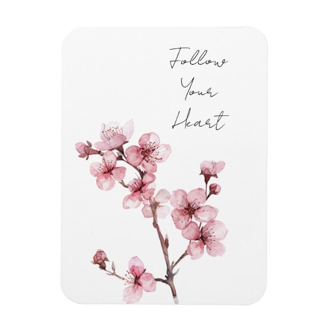 Weiß rosa Kirschblossom Bläserblüte Magnet (Vertikal)