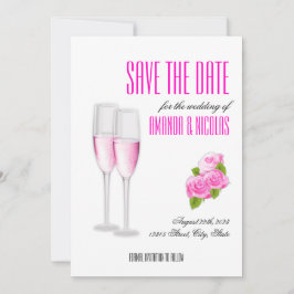 Weiß rosa, moderne Save the Date Hochzeit Einladung