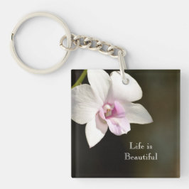 Weiß rosa Orchid Blume Kauai, Hawaii Schlüsselanhänger