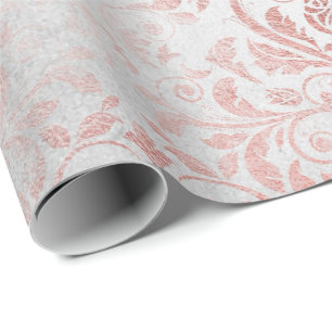 Weiß rosa Rose Gold floraler Grungy Metallic Grau Geschenkpapier