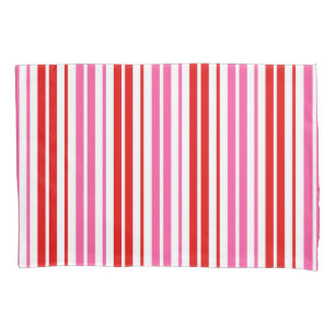 Weiß Rosa Rot Vertikale Streifen Design Kissenbezug
