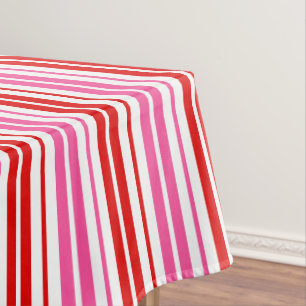 Weiß Rosa Rot Vertikale Streifen Design Tischdecke