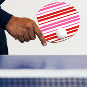 Weiß Rosa Rot Vertikale Streifen Design   Tischtennis Schläger