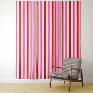 Weiß Rosa Rot Vertikale Streifen Design   Wandteppich