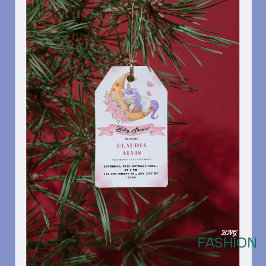 Weiß rosa Schlafzimmereinheit über der M Babydusch Geschenkanhänger