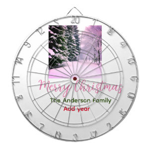 Weiß rosa Schnee frohe Weihnachten fügen Familienn Dartscheibe