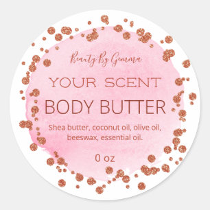 Weiß rosa und Rose Gold Dots Body Butter Etiketten Runder Aufkleber