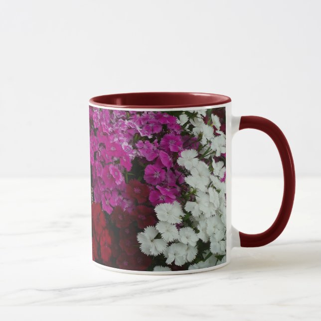 Weiß, Rosa und Rote Dianthus Tasse (Rechts)