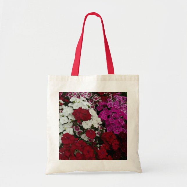 Weiß, Rosa und Rote Dianthus Tragetasche (Vorne)
