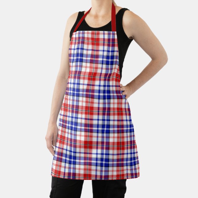 Weiß-Rot-Blau Kariert Tartan Design  Schürze (InSitu)