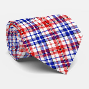 Weiß-Rot-Blau Kariertes Tartan-Design Krawatte