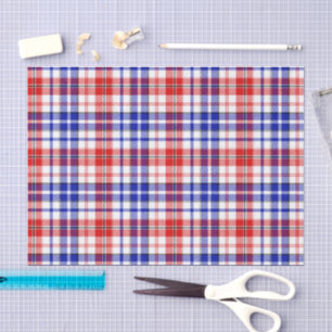 Weiß-Rot-Blau Kariertes Tartan-Design Seidenpapier