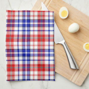Weiß-Rot-Blau-Karo-Tartan-Design  Geschirrtuch