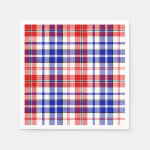 Weiß-Rot-Blau-Karo-Tartan-Design Serviette