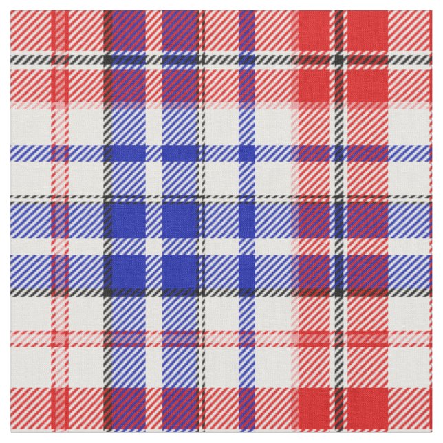 Weiß-Rot-Blau-Karo-Tartan-Design  Stoff (Nahaufnahme)