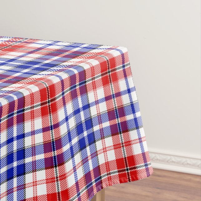 Weiß-Rot-Blau-Karo-Tartan-Design  Tischdecke (Beispiel)