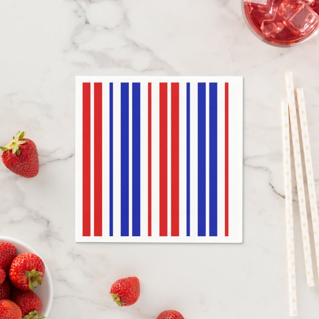Weiß Rot Blau Streifen Muster   Serviette (Beispiel)