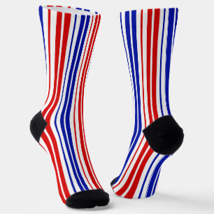 Weiß Rot Blau Streifen Muster   Socken