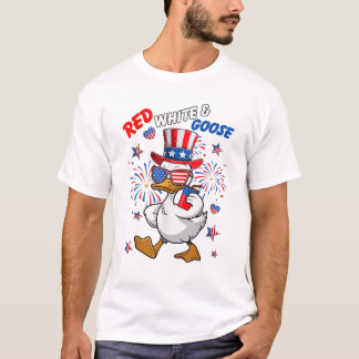 Weiß Rot & Gänse USA Unabhängigkeitstag T-Shirt