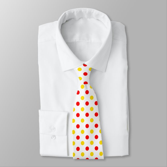 Weiß Rot Gelb Punkte Design  Krawatte (Gebunden)