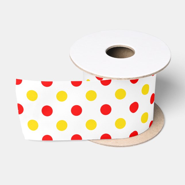 Weiß Rot Gelb Punkte Design  Satinband (Spule)