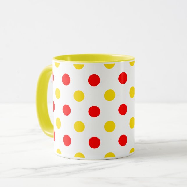 Weiß Rot Gelb Punkte Design  Tasse (Vorderseite Links)