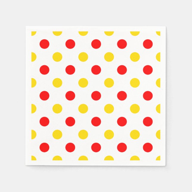 Weiß-Rot-Gelbe Punkte-Design  Serviette (Vorderseite)