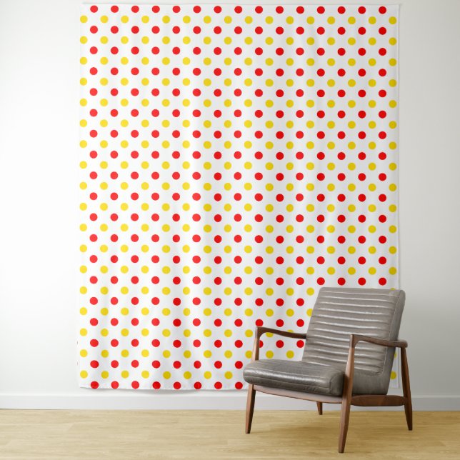 Weiß-Rot-Gelbe Punkte-Design  Wandteppich (Beispiel)