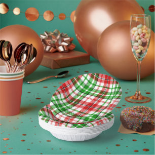 Weiß-Rot-Grün-Karo-Tartan-Design Pappteller