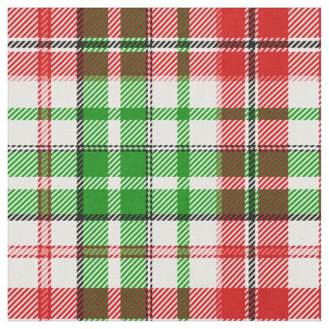 Weiß-Rot-Grün-Karo-Tartan-Design  Stoff (Nahaufnahme)