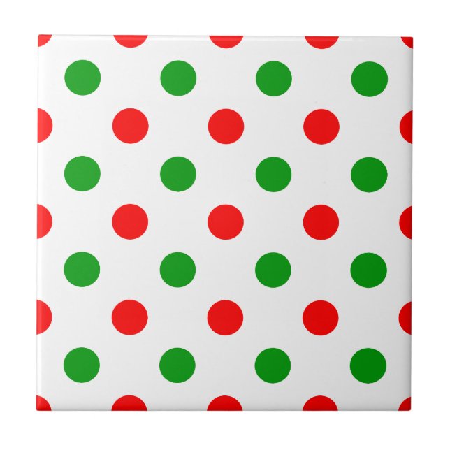 Weiß-Rot-Grün-Punkte-Design  Fliese (Vorderseite)