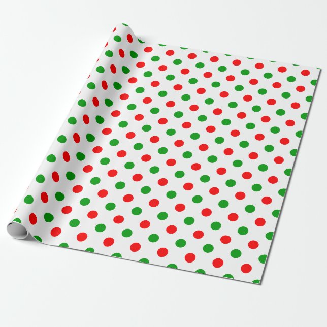 Weiß-Rot-Grün-Punkte-Design  Geschenkpapier (Ungerollt)